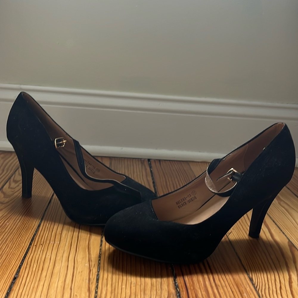 Bella Marie Black Suede Heels